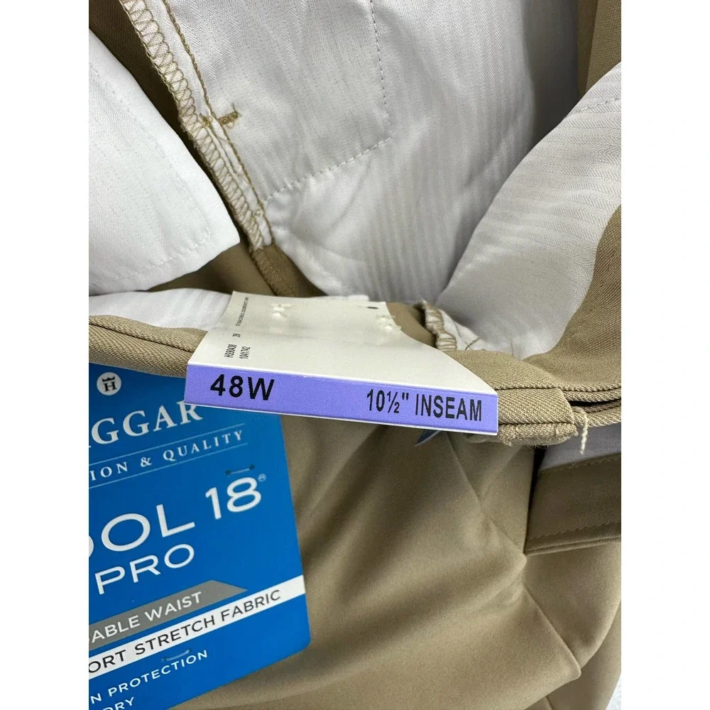 HAGGAR Mens Big & Tall Cool 18 PRO Classic-Fit Stretch Flat-Front Shorts Size 48